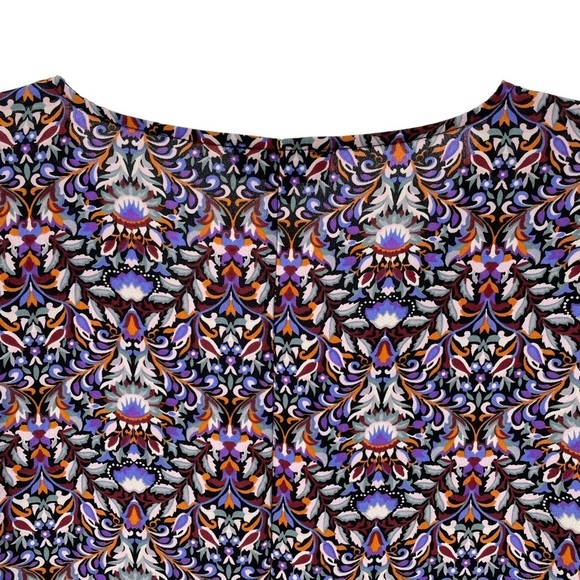The Limited Hi-lo Purple Geometric Floral Print Long Sleeve Blouse - Sz LP - Picture 9 of 15